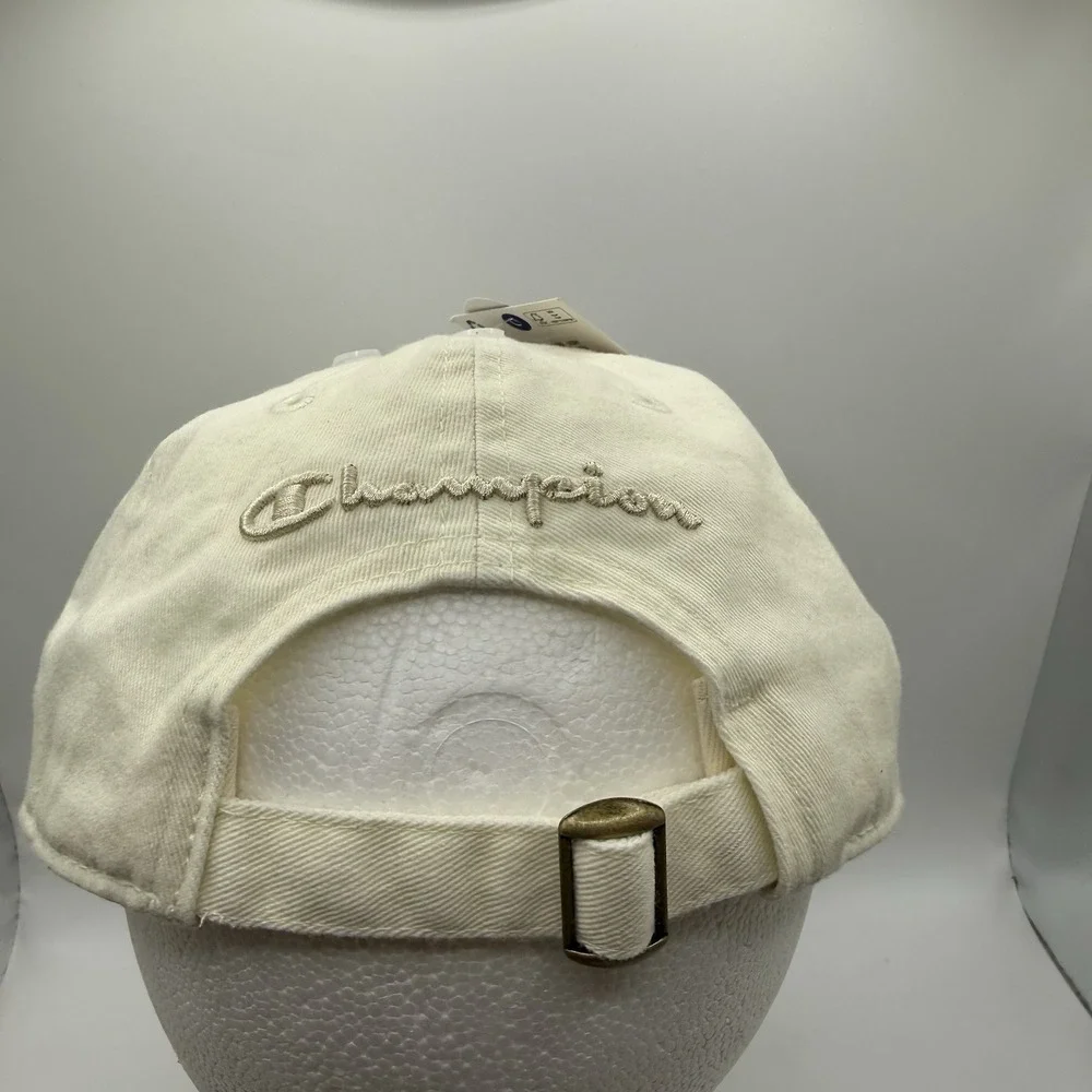 Champion Ivory Dad Hat Script Logo Adjustable Strap OS Cotton Cap 3HXFD1-280 NEW